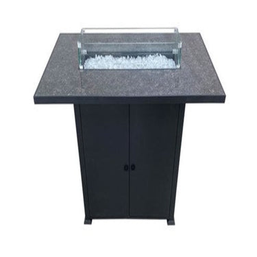 AZ Patio Heaters Rectangular Bar Height Marble Top Fire Pit With Wind Screen